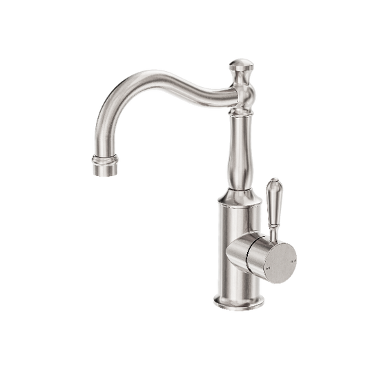 Nero York Basin Mixer Hook Spout With Metal Lever  NR69210202BN