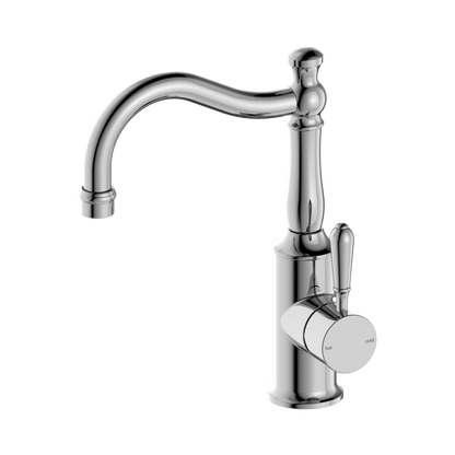 York Basin Mixer Hook Spout With Metal Lever Chrome