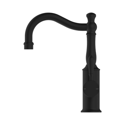 York Basin Mixer Hook Spout With Metal Lever Matte Black