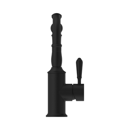 York Basin Mixer Hook Spout With Metal Lever Matte Black