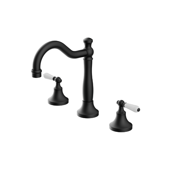 Nero York Basin Set With  Porcelain Lever  NR692102a01MB