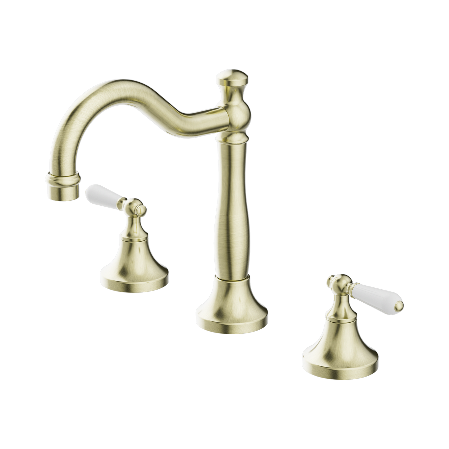 York Basin Set With White Porcelain Lever Aged Brass