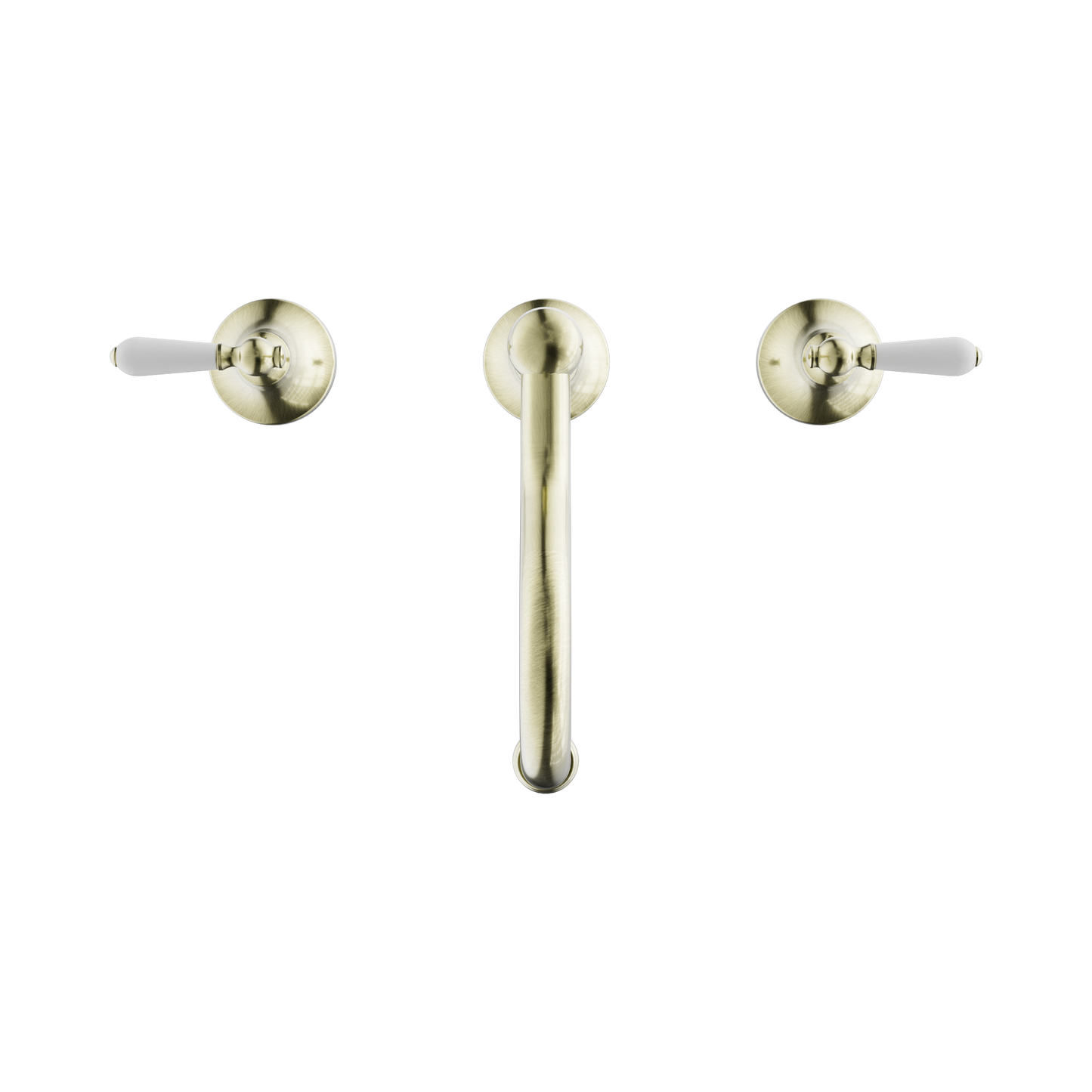 York Basin Set With White Porcelain Lever Aged Brass