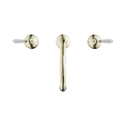 York Basin Set With White Porcelain Lever Aged Brass