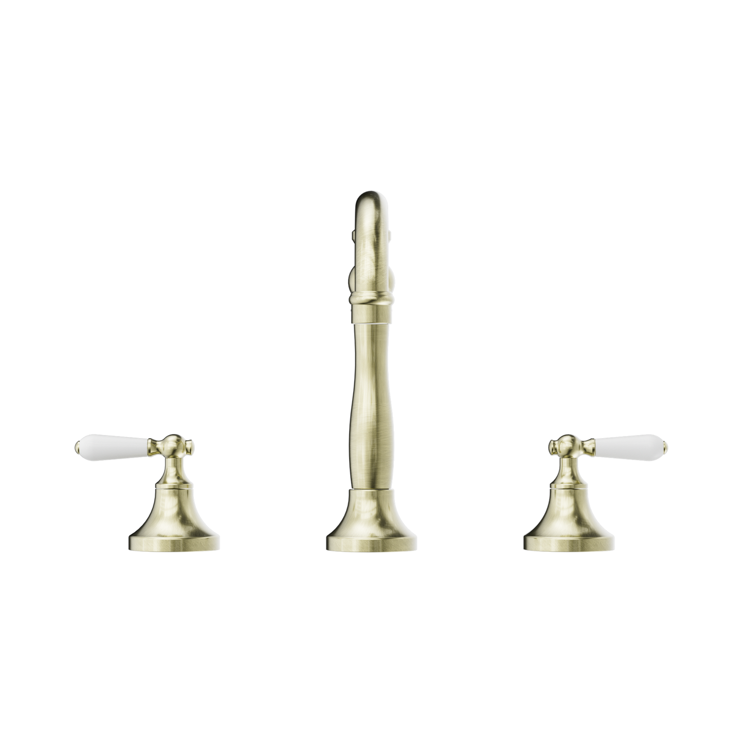 York Basin Set With White Porcelain Lever Aged Brass