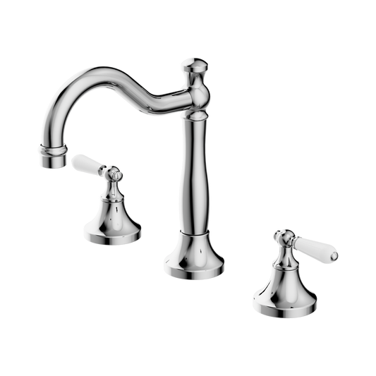 York Basin Set With White Porcelain Lever Chrome