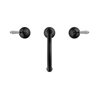 York Basin Set With White Porcelain Lever Matte Black