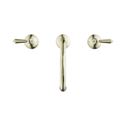 York Basin Set With Metal Lever Aged Brass