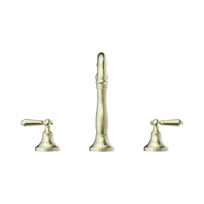 York Basin Set With Metal Lever Aged Brass