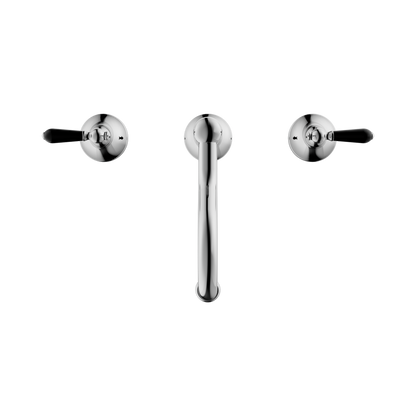 York Basin Set With Black Porcelain Lever Chrome