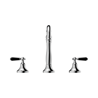 York Basin Set With Black Porcelain Lever Chrome