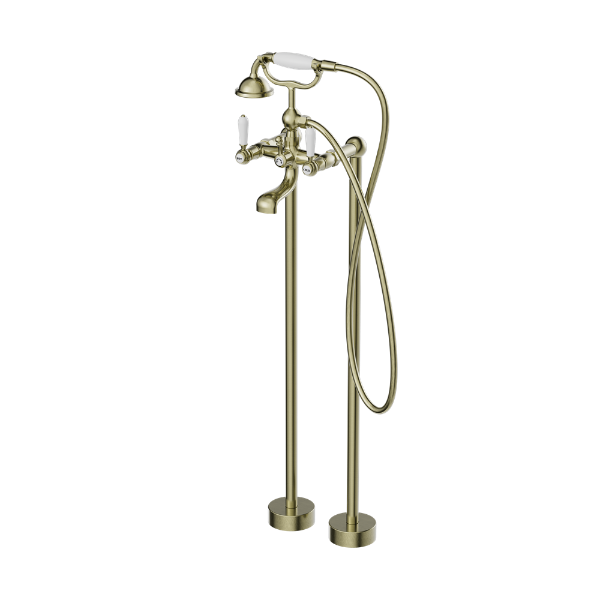 Nero York Freestanding Bath Set With  Porcelain Hand Shower Aged  NR692103a01AB