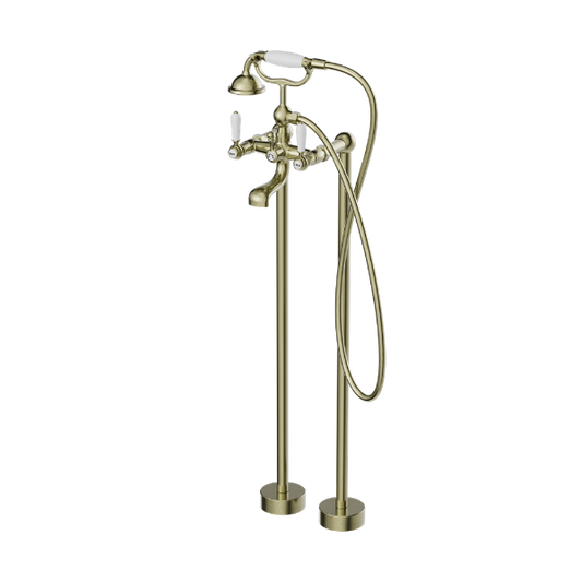 Nero York Freestanding Bath Set With  Porcelain Hand Shower Aged  NR692103a01AB