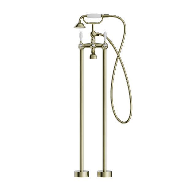 Nero York Freestanding Bath Set With  Porcelain Hand Shower Aged  NR692103a01AB