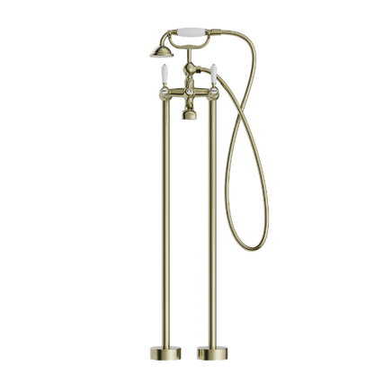 Nero York Freestanding Bath Set With  Porcelain Hand Shower Aged  NR692103a01AB