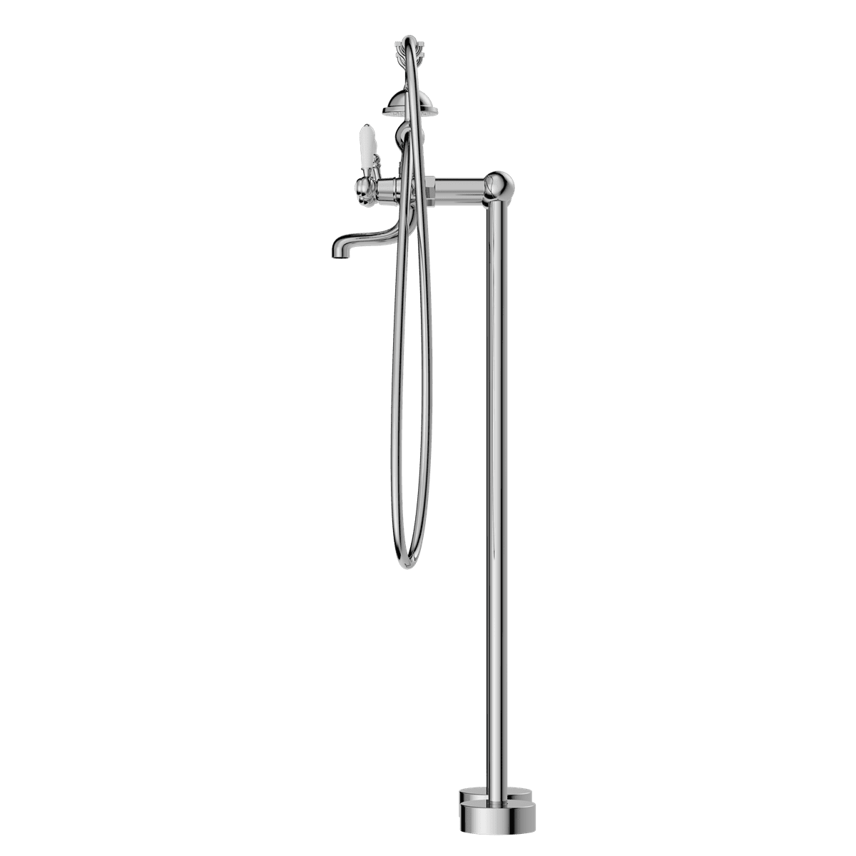 York Freestanding Bath Set With White Porcelain Hand Shower - Reno Spares