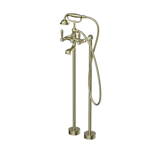 Nero York Freestanding Bath Set With Metal Hand Shower Aged  NR692103a02AB