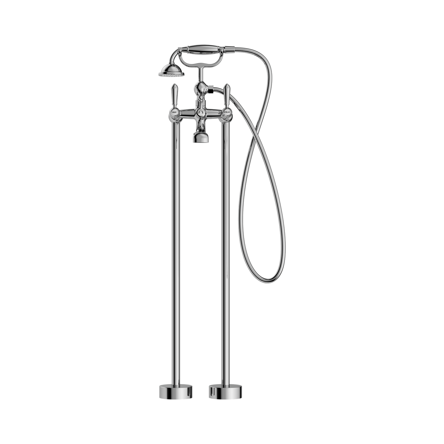 York Freestanding Bath Set With Metal Hand Shower Chrome