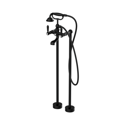 York Freestanding Bath Set With Metal Hand Shower Matte Black