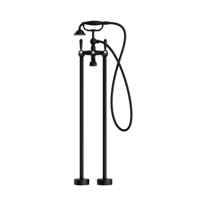 York Freestanding Bath Set With Metal Hand Shower Matte Black