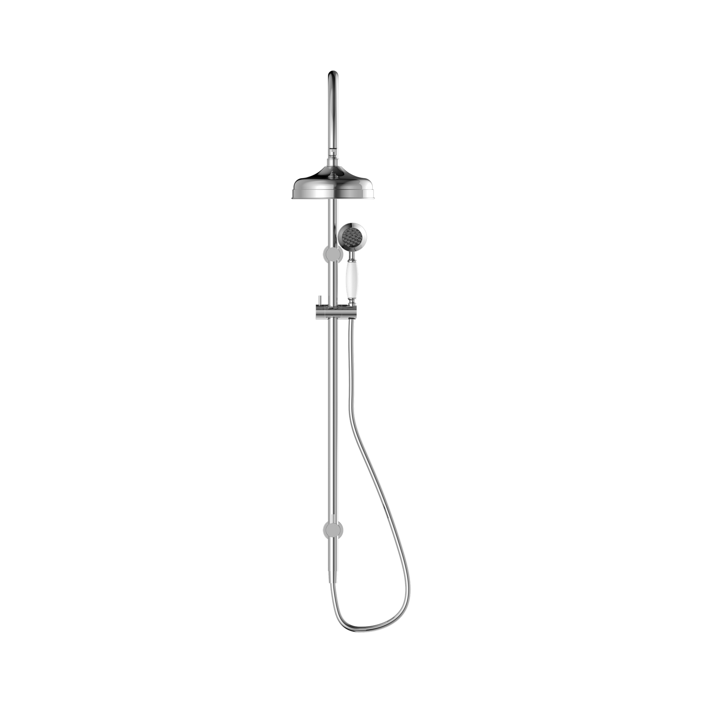 York Twin Shower With White Porcelain Hand Shower Chrome