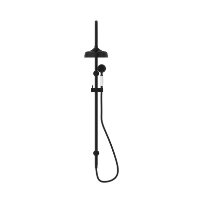 York Twin Shower With White Porcelain Hand Shower Matte Black
