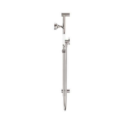 York Shower Rail With White Porcelain Hand Shower Brushed Nickel