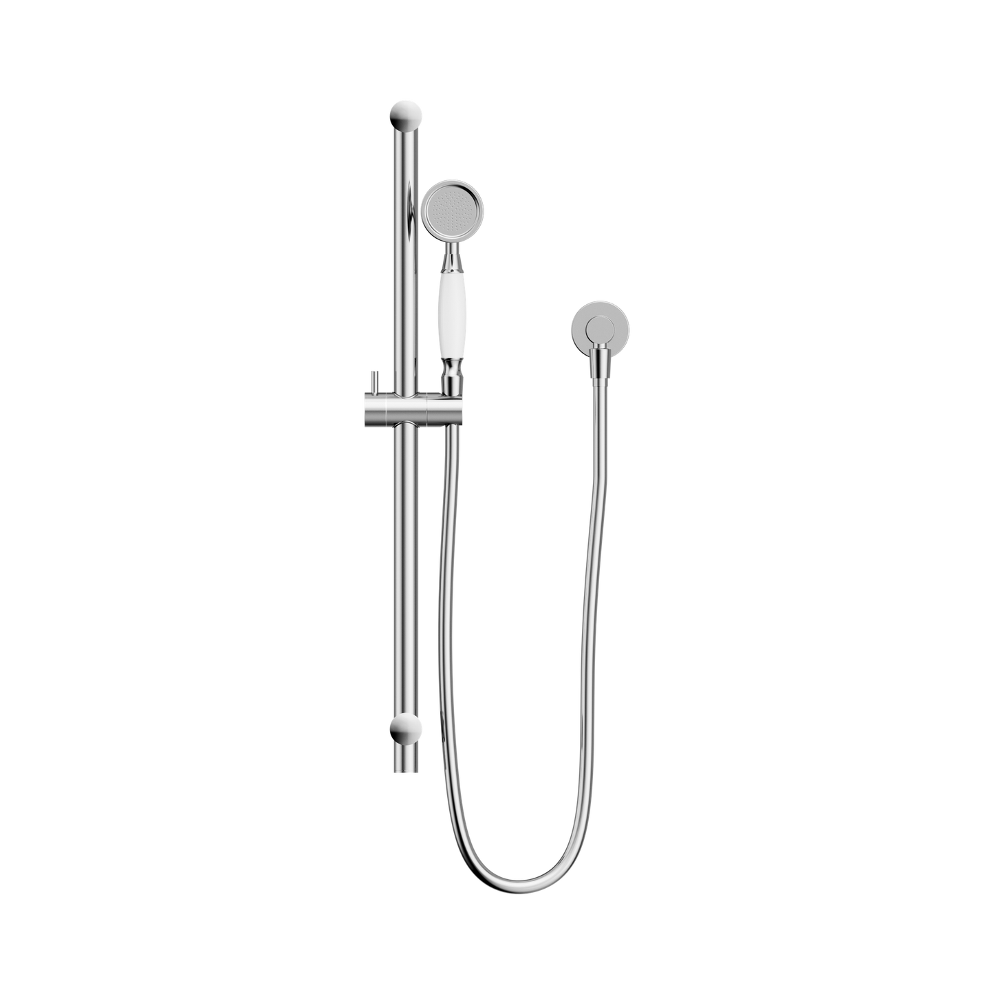 York Shower Rail With White Porcelain Hand Shower Chrome