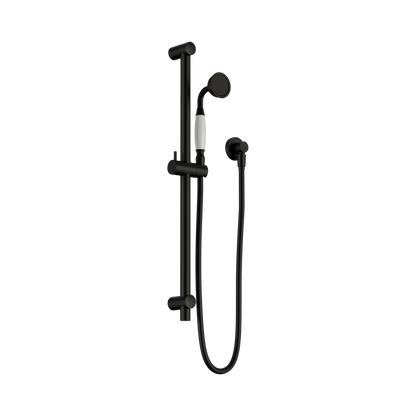 York Shower Rail With White Porcelain Hand Shower Matte Black