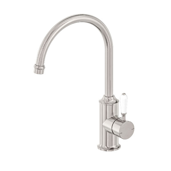 Nero York Kitchen Mixer Gooseneck Spout With  Porcelain Lever  NR69210601BN