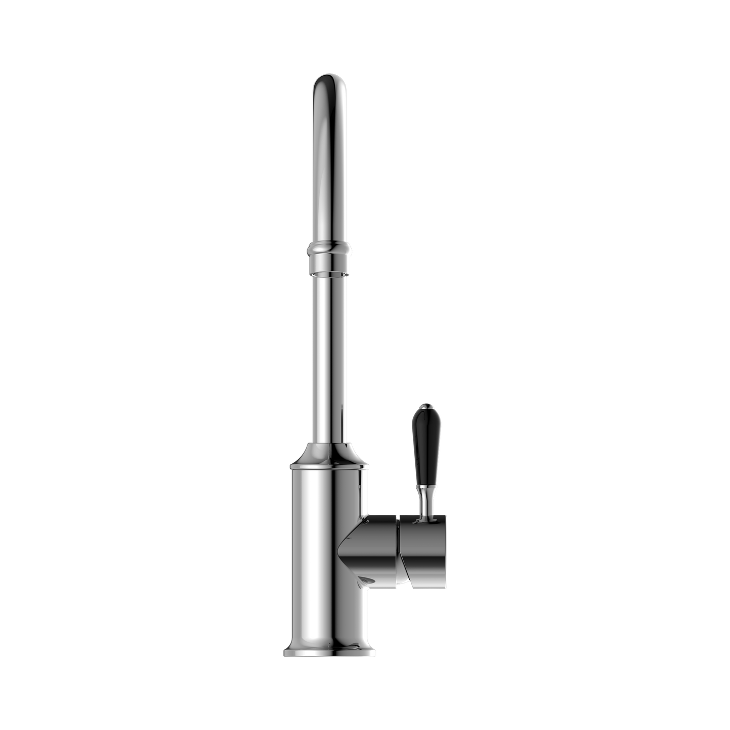 York Kitchen Mixer Gooseneck Spout With Black Porcelain Lever Chrome