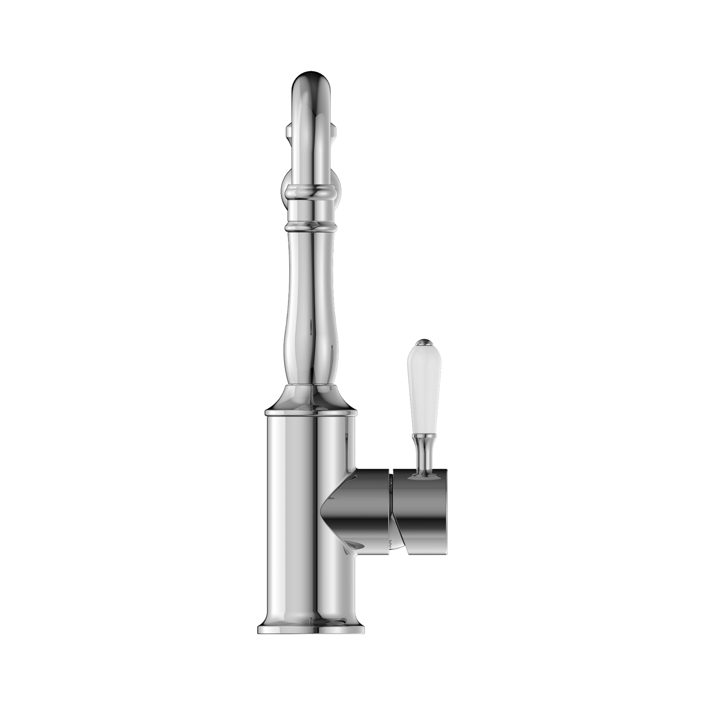 York Kitchen Mixer Hook Spout With White Porcelain Lever Chrome