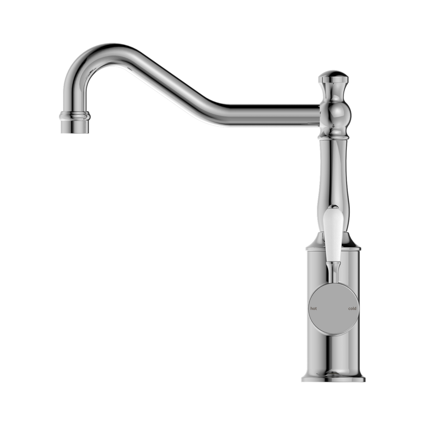 York Kitchen Mixer Hook Spout With White Porcelain Lever Chrome