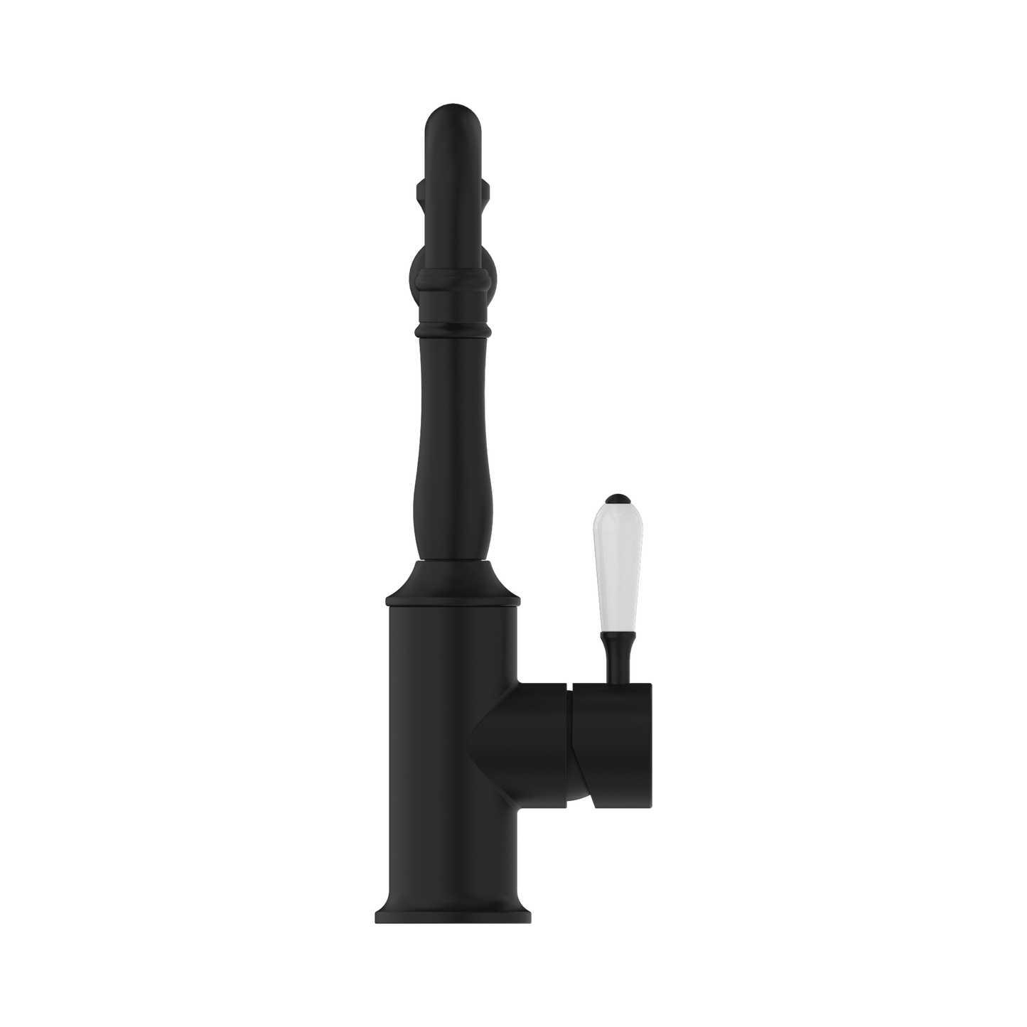 York Kitchen Mixer Hook Spout With White Porcelain Lever Matte Black