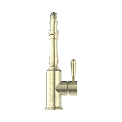 York Kitchen Mixer Hook Spout With Metal Lever Aged Brass