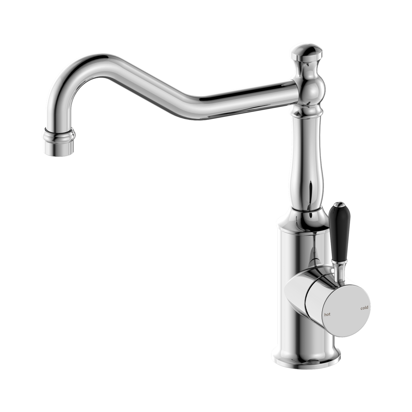 York Kitchen Mixer Hook Spout With Black Porcelain Lever Chrome
