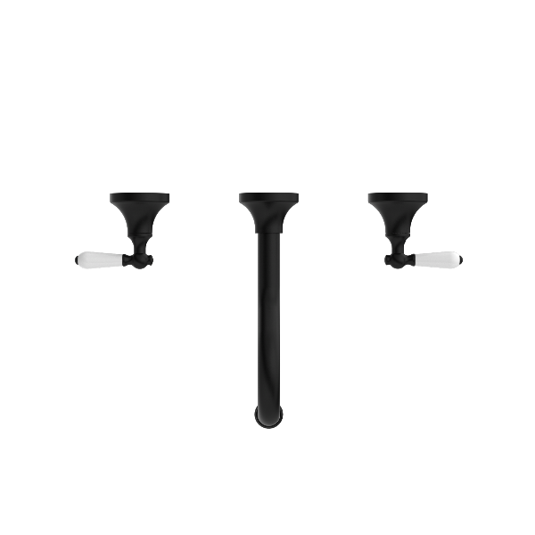 Nero York Wall Basin Set With  Porcelain Lever  NR692107a01MB