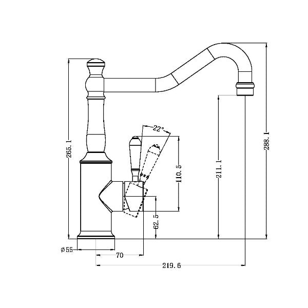 Nero York Hook Spout Kitchen Mixer