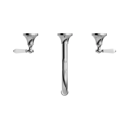 York Wall Basin Set With White Porcelain Lever Chrome