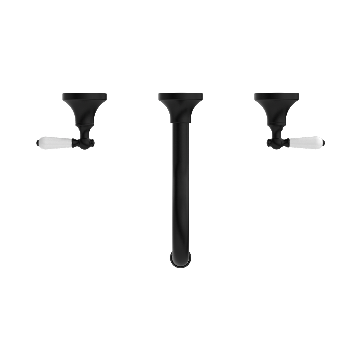 York Wall Basin Set With White Porcelain Lever Matte Black