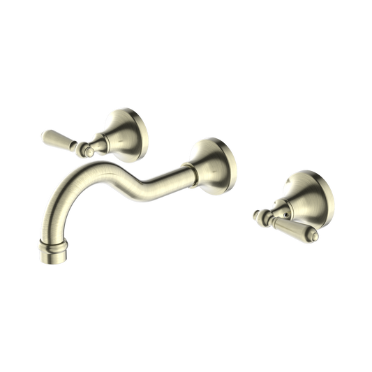York Wall Basin Set With Metal Lever Aged Brass