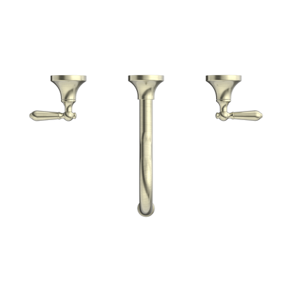 York Wall Basin Set With Metal Lever Aged Brass