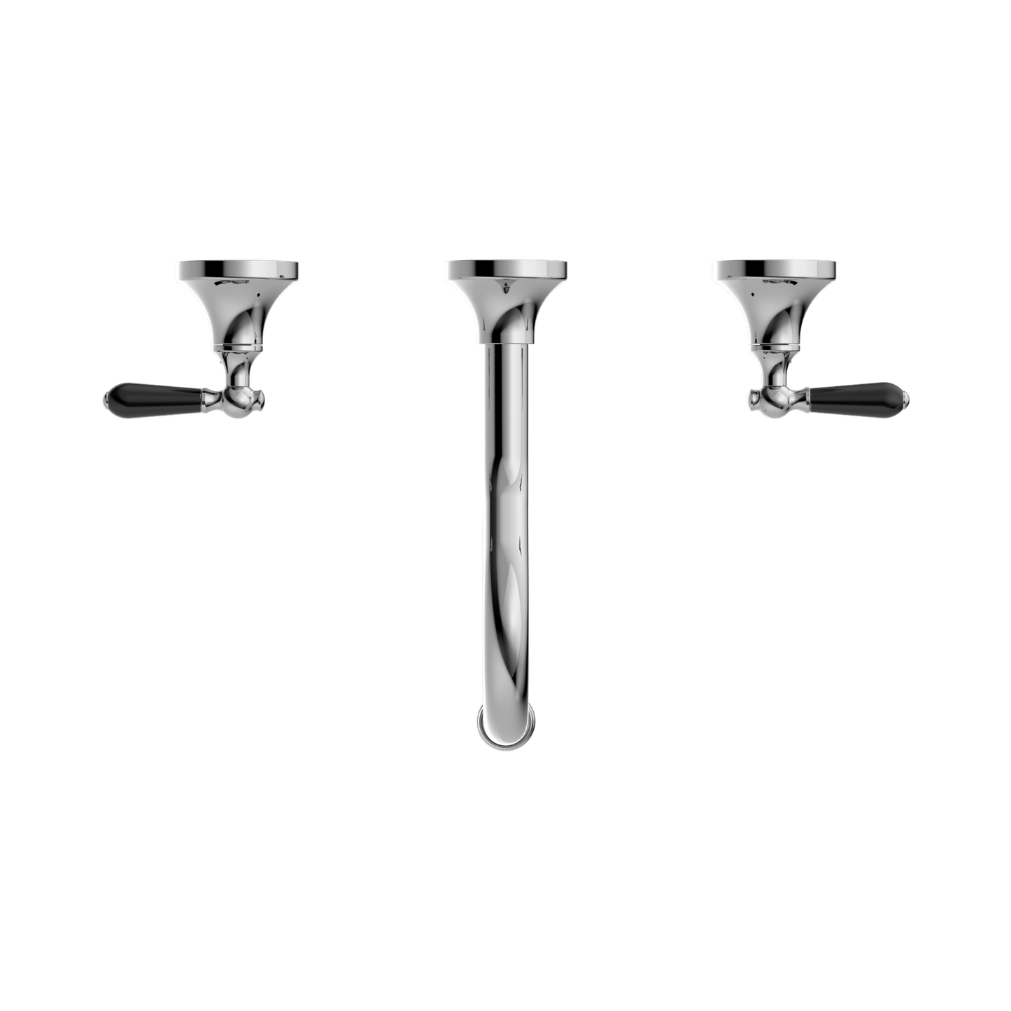 York Wall Basin Set With Black Porcelain Lever Chrome