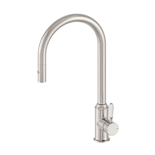 Nero York Pull Out Sink Mixer With Vegie Spray Function With  Porcelain Lever  NR69210801BN