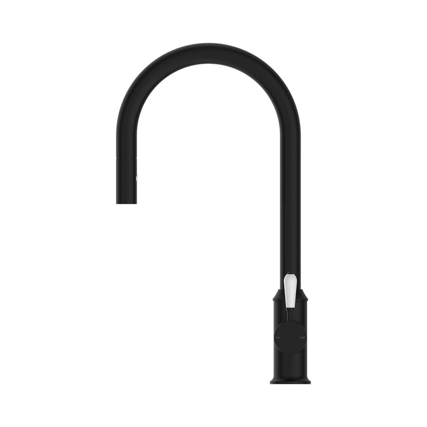 York Pull Out Sink Mixer With Vegie Spray Function With White Porcelain Lever Matte Black
