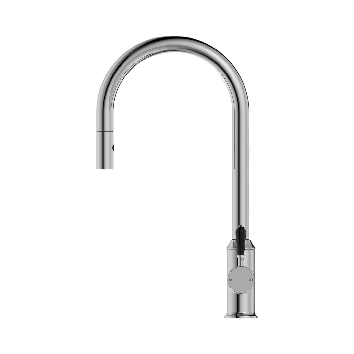 York Pull Out Sink Mixer With Vegie Spray Function With Black Porcelain Lever Chrome