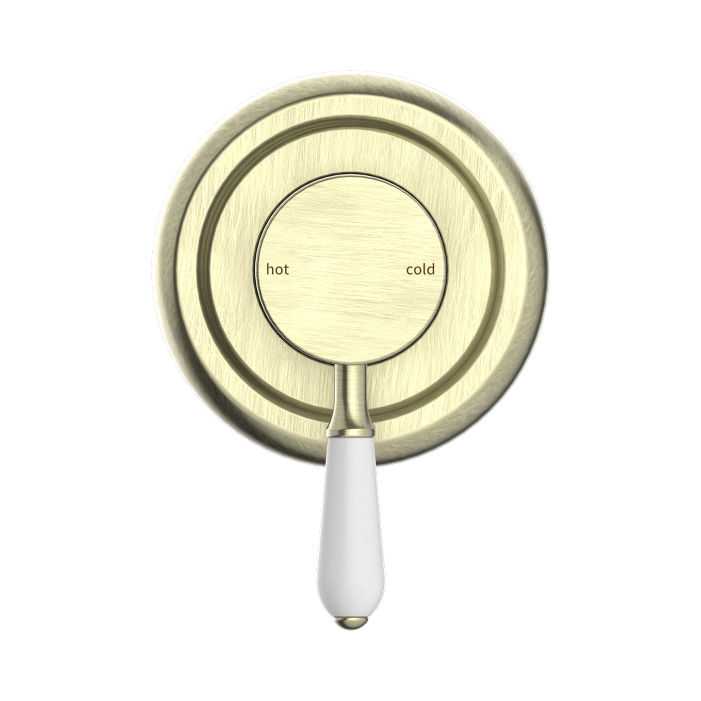 York Shower Mixer With White Porcelain Lever Aged Brass