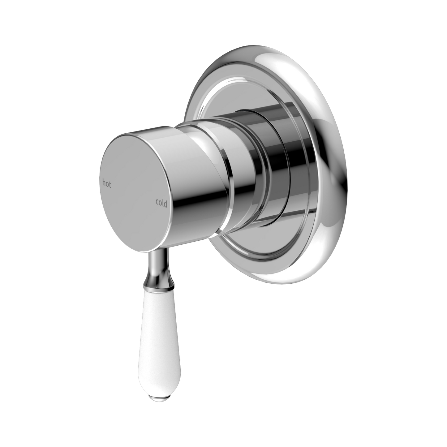 York Shower Mixer With White Porcelain Lever Chrome