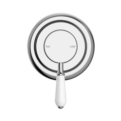 York Shower Mixer With White Porcelain Lever Chrome