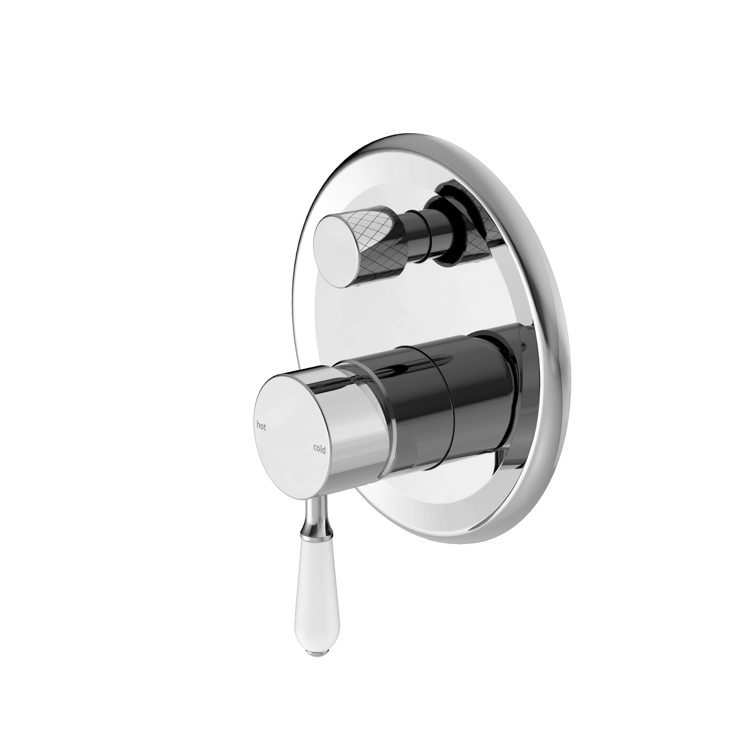 York Shower Mixer With Divertor With White Porcelain Lever